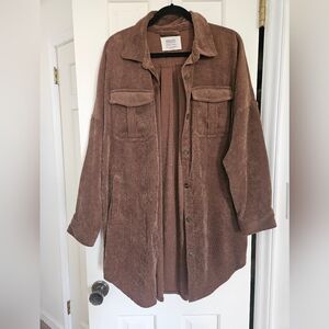 Brown Button Down Corduroy Shirt/Dress/Jacket/Shacket